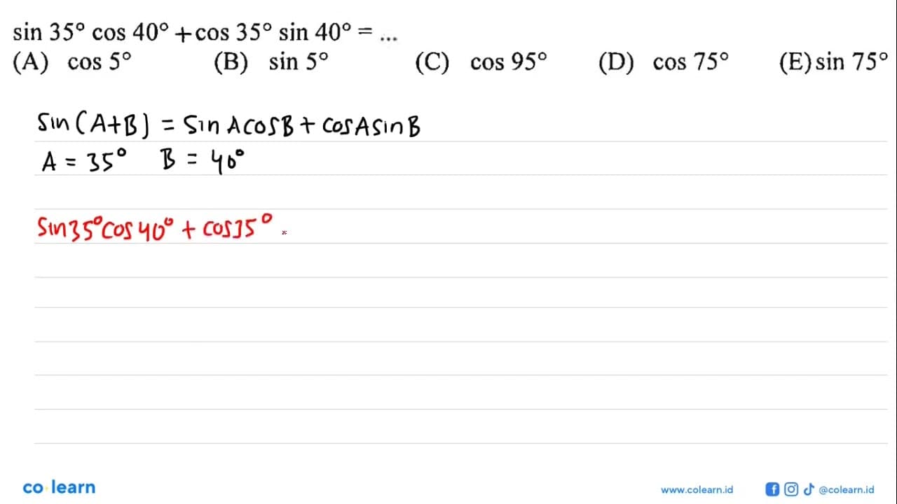 sin 35 cos 40-cos 35 sin 40= ....