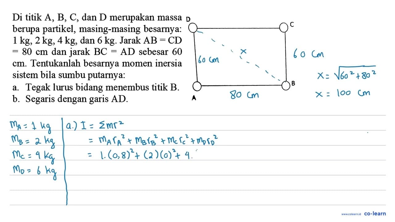 D C A B Di titik A, B, C, dan D merupakan massa berupa