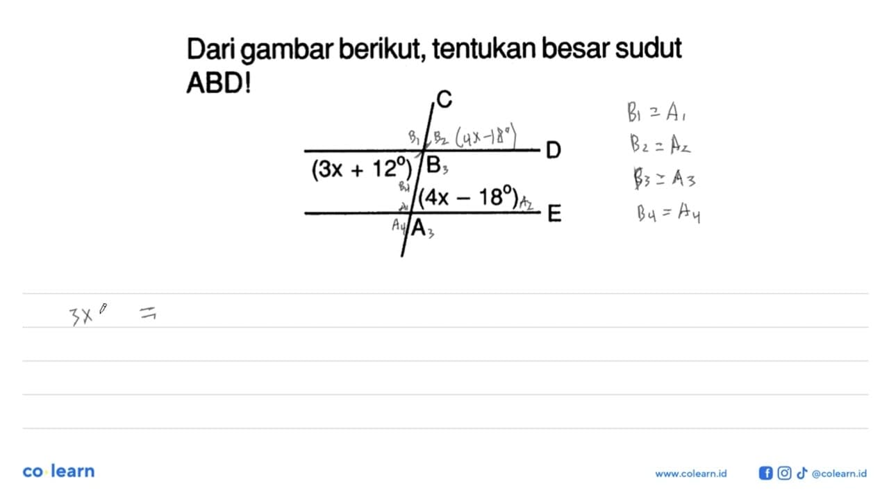 Dari gambar berikut, tentukan besar sudut ABD!sudut