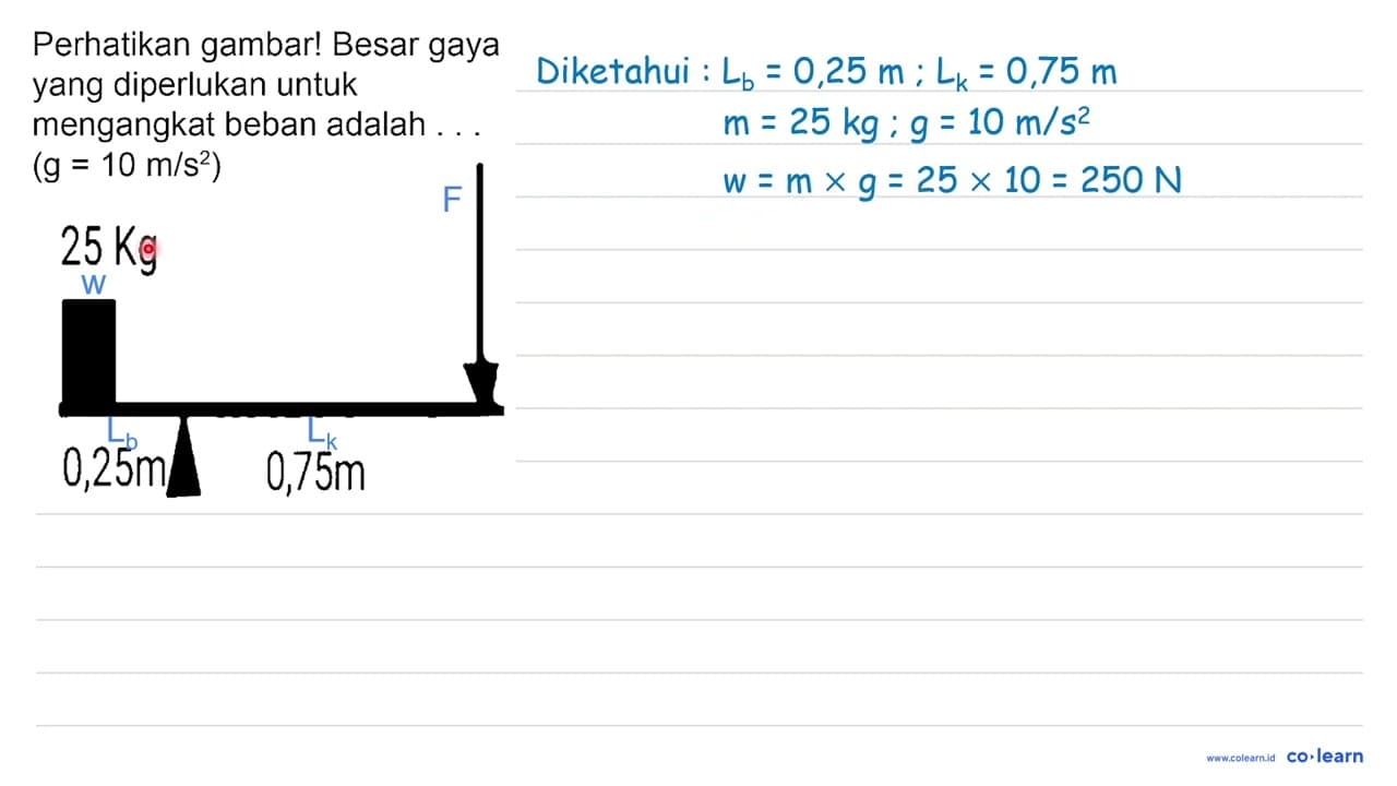 Perhatikan gambar! Besar gaya yang diperlukan untuk