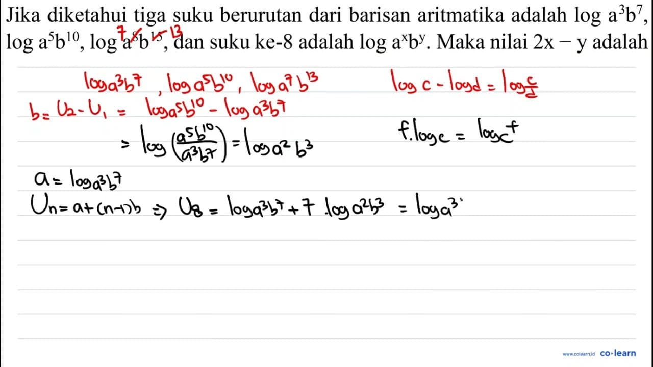 Jika diketahui tiga suku berurutan dari barisan aritmatika