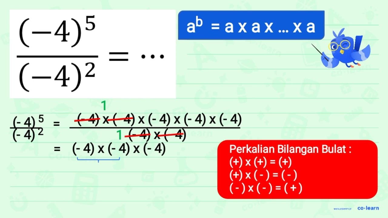 (-4)^5/(-4)^2=