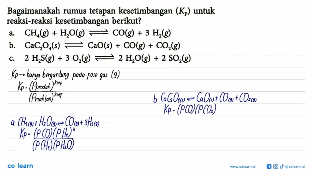 Bagaimanakah rumus tetapan kesetimbangan (Kp) untuk