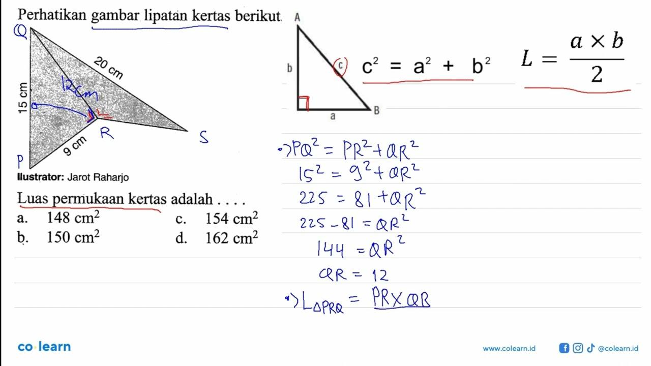 Perhatikan gambar lipatan kertas berikut. 15 cm 9 cm 20 cm