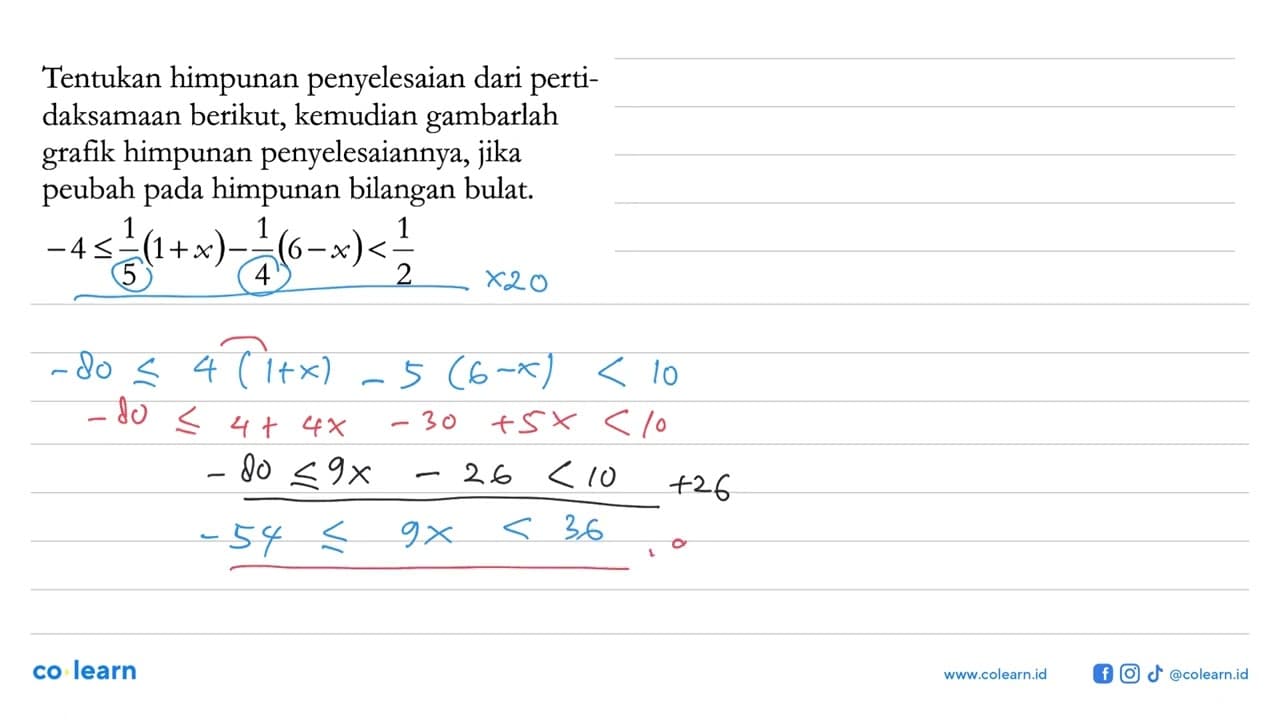 Tentukan himpunan penyelesaian dari peridaksamaan barikut,