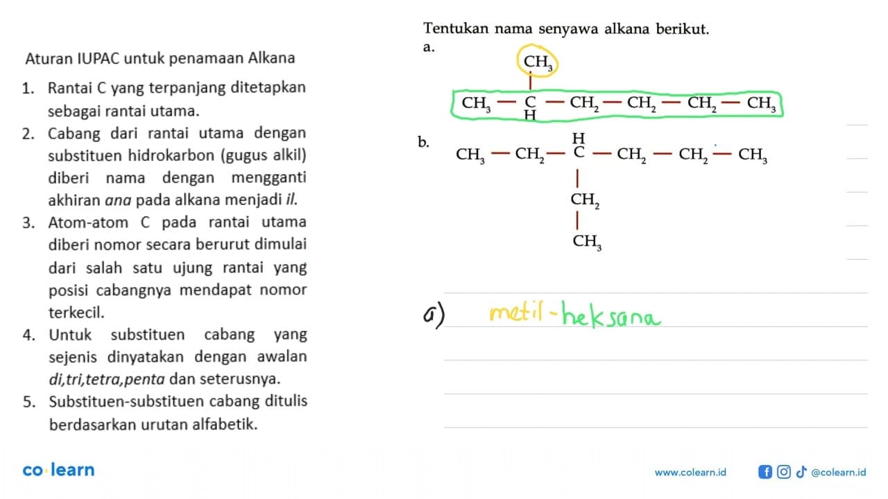 Tentukan nama senyawa alkana berikut. a. CH3 | CH3 - C -