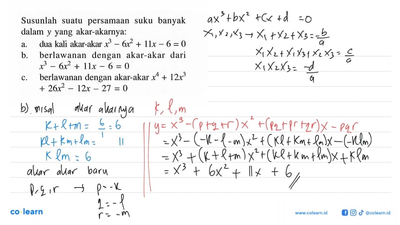 Susunlah suatu persamaan suku banyak dalam y yang