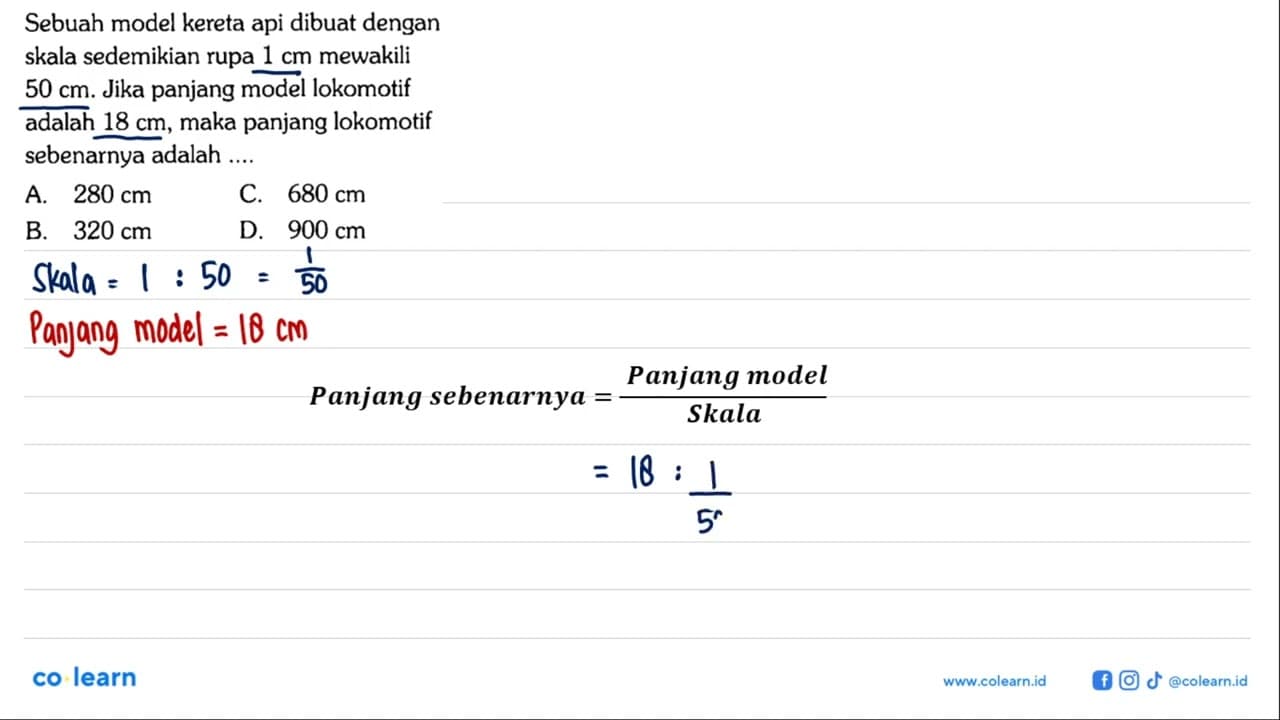 Sebuah model kereta api dibuat dengan skala sedemikian rupa