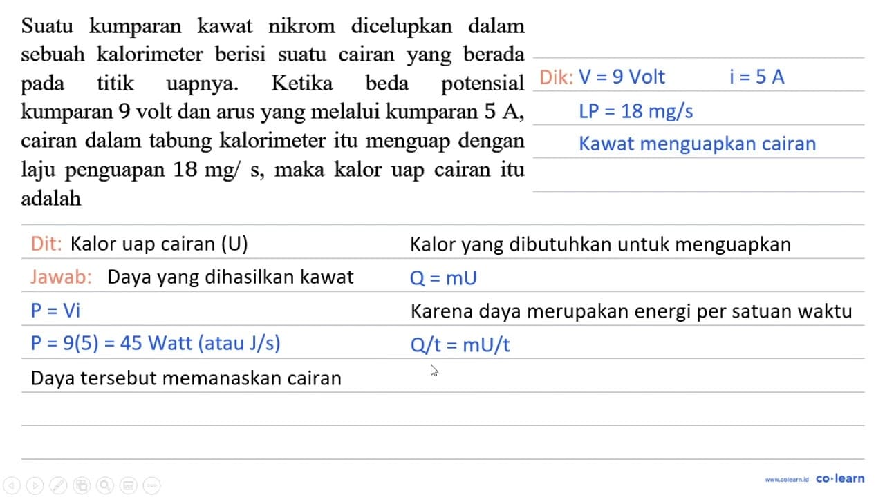 Suatu kumparan kawat nikrom dicelupkan dalam sebuah