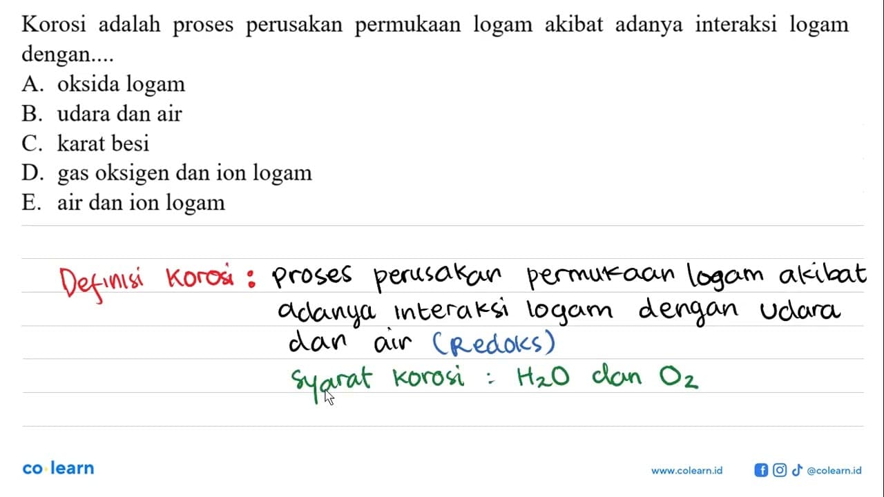 Korosi adalah proses perusakan permukaan logam akibat