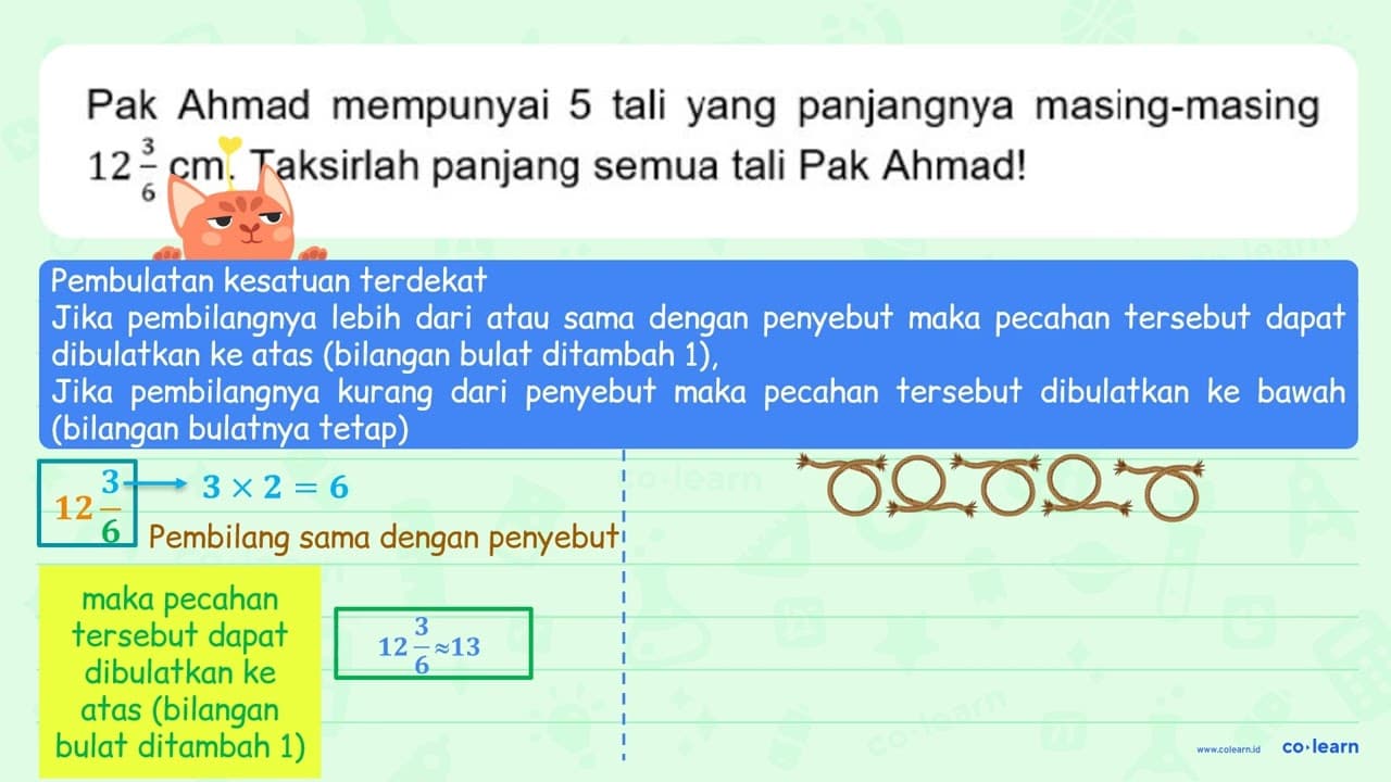 Pak Ahmad mempunyai 5 tali yang panjangnya masing-masing 12