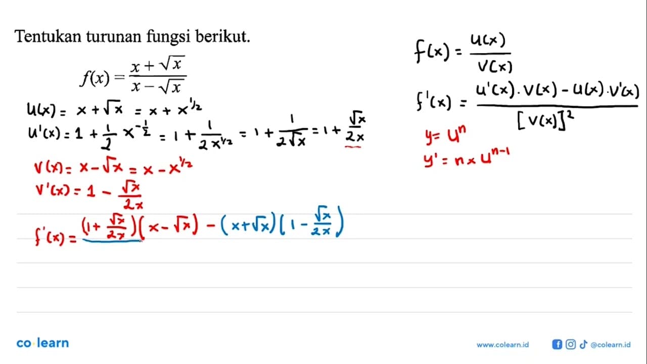 Tentukan turunan fungsi