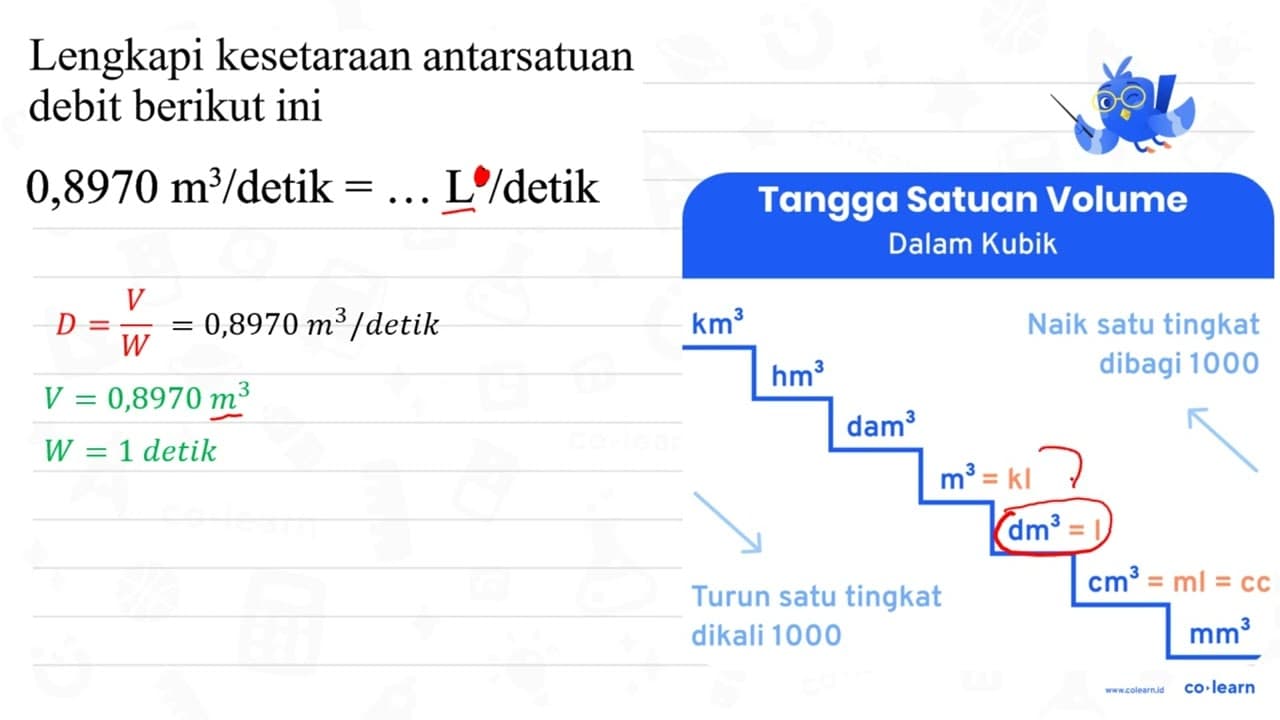 0,8970 m^(3) / detik =... L^(3) / detik