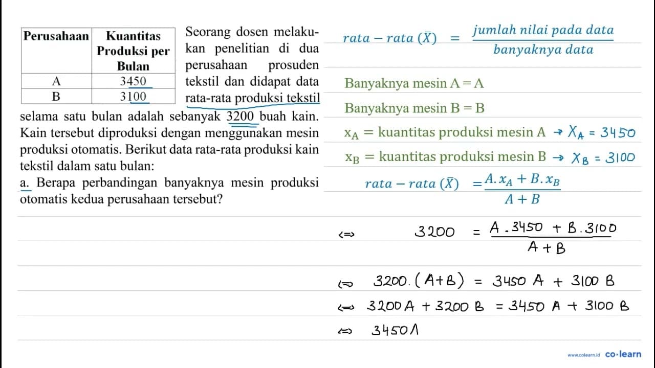 {|c|c|) Perusahaan Kuantitas Produksi per Bulan A 3450 B