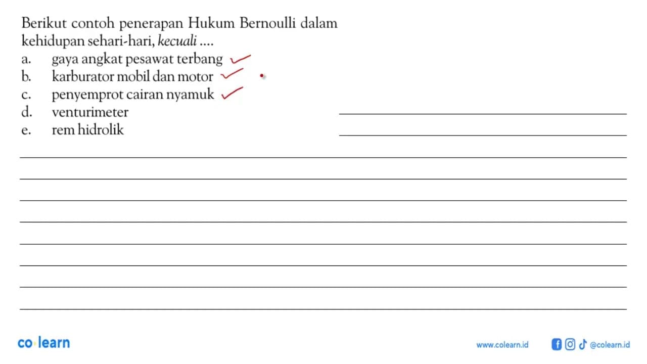 Berikut contoh penerapan Hukum Bernoulli dalam kehidupan