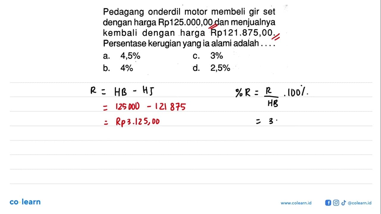 Pedagang onderdil motor membeli gir set dengan harga