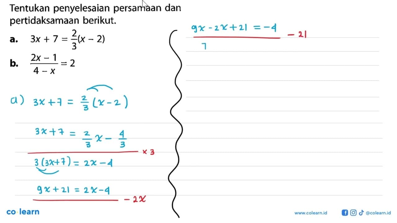 Tentukan penyelesaian persamaan dan pertidaksamaan berikut.