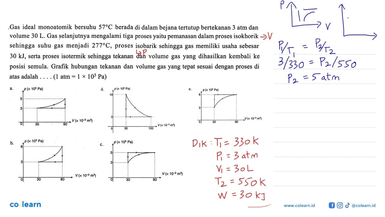 Gas ideal monoatomik bersuhu 57 C berada di dalam bejana