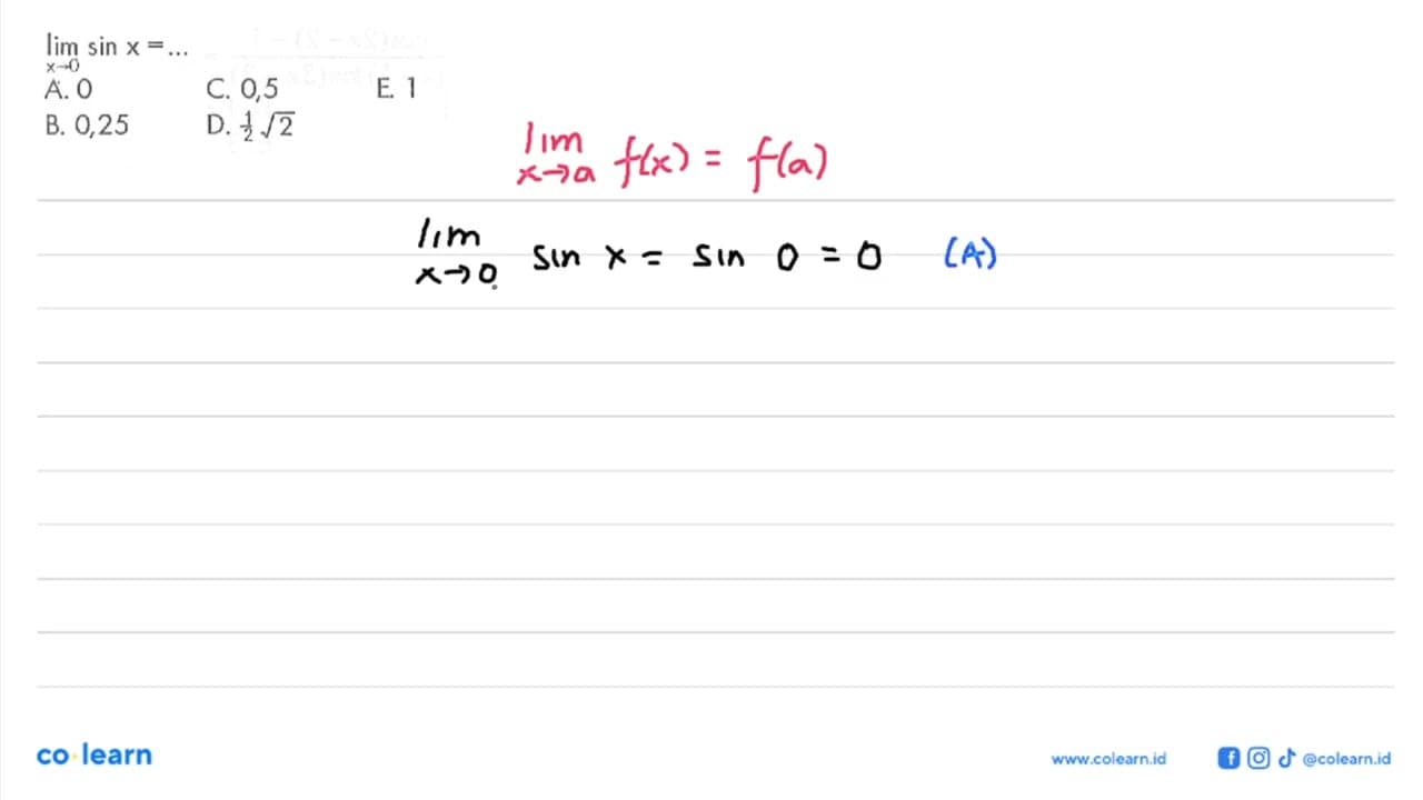 limit x->0 sin x=...