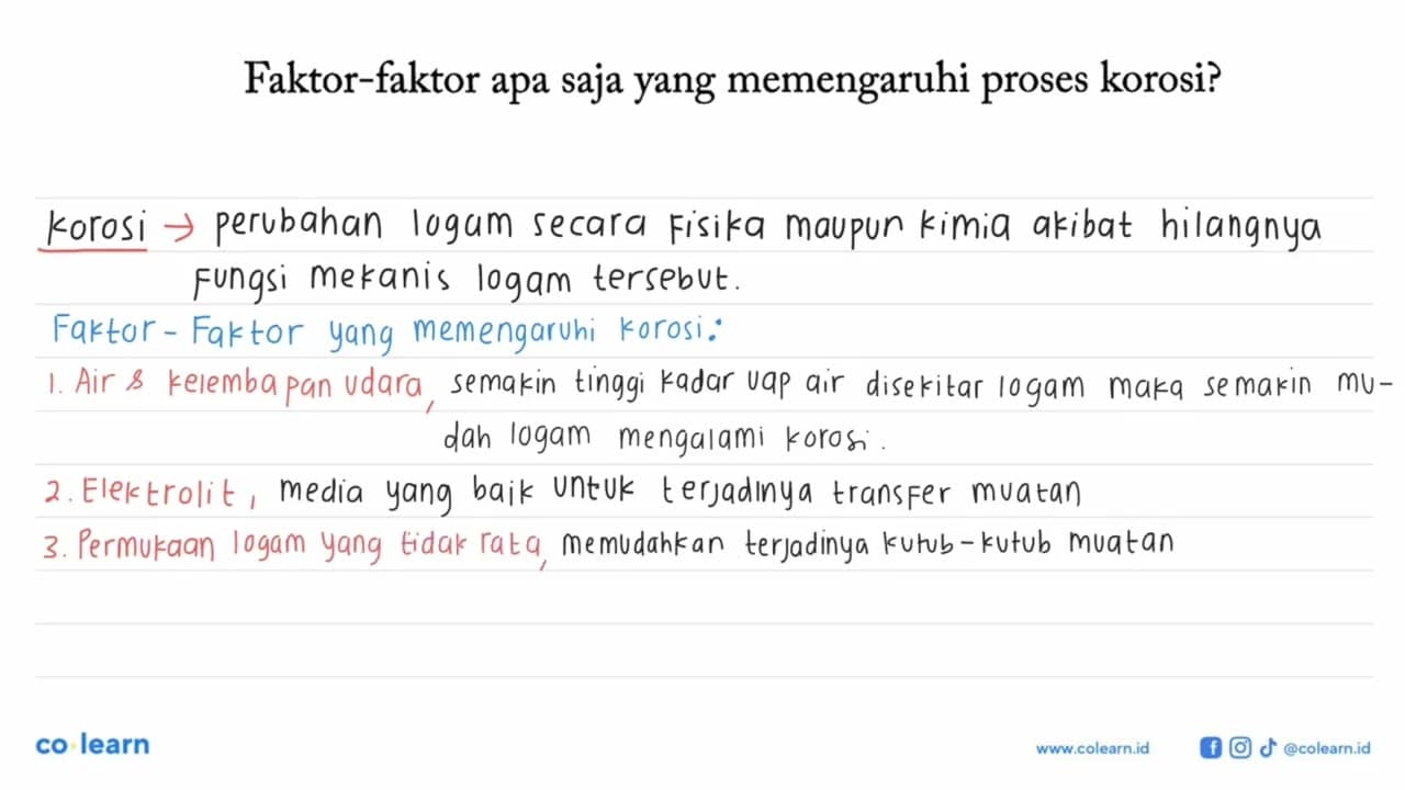 Faktor-faktor apa saja yang memengaruhi proses korosi?