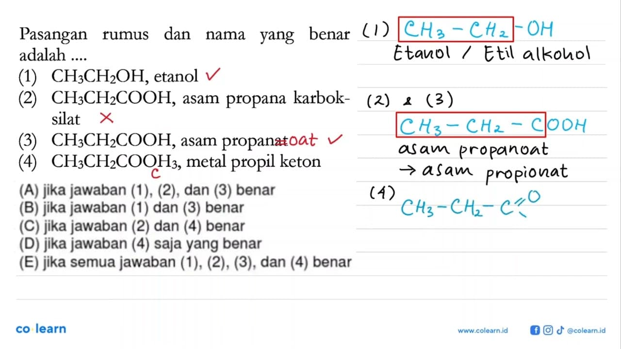 Pasangan rumus dan nama yang benar adalah .... (1)