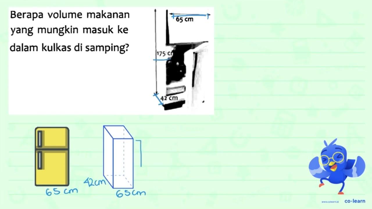 Berapa volume makanan yang mungkin masuk ke dalam kulkas di