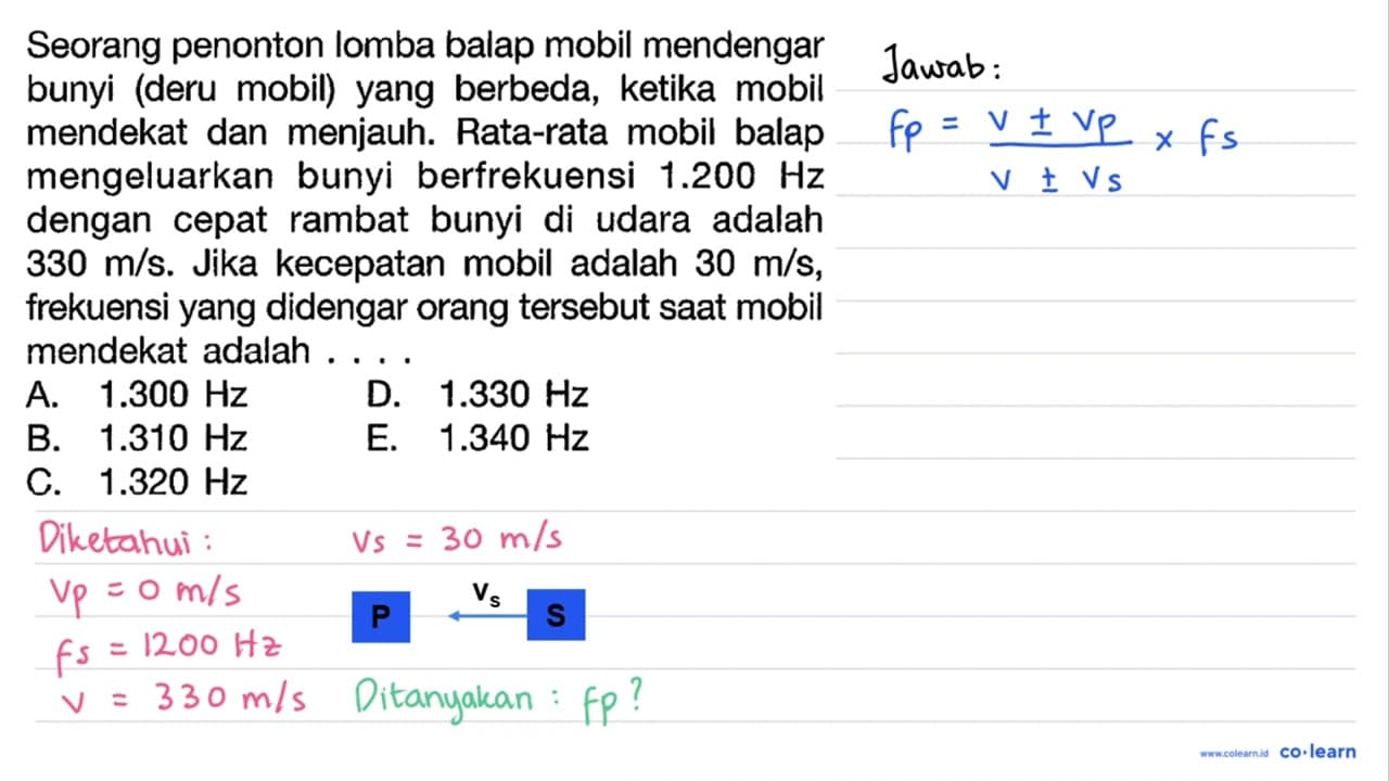 Seorang penonton lomba balap mobil mendengar bunyi (deru