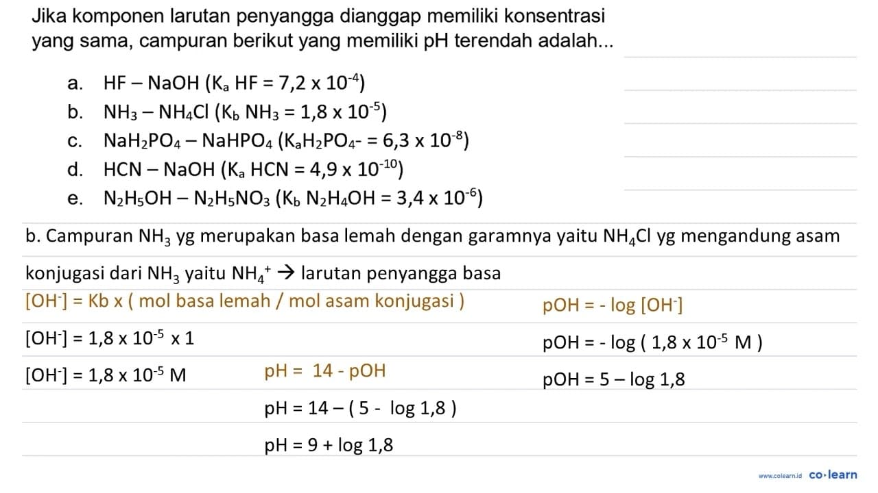 Jika komponen larutan penyangga dianggap memiliki