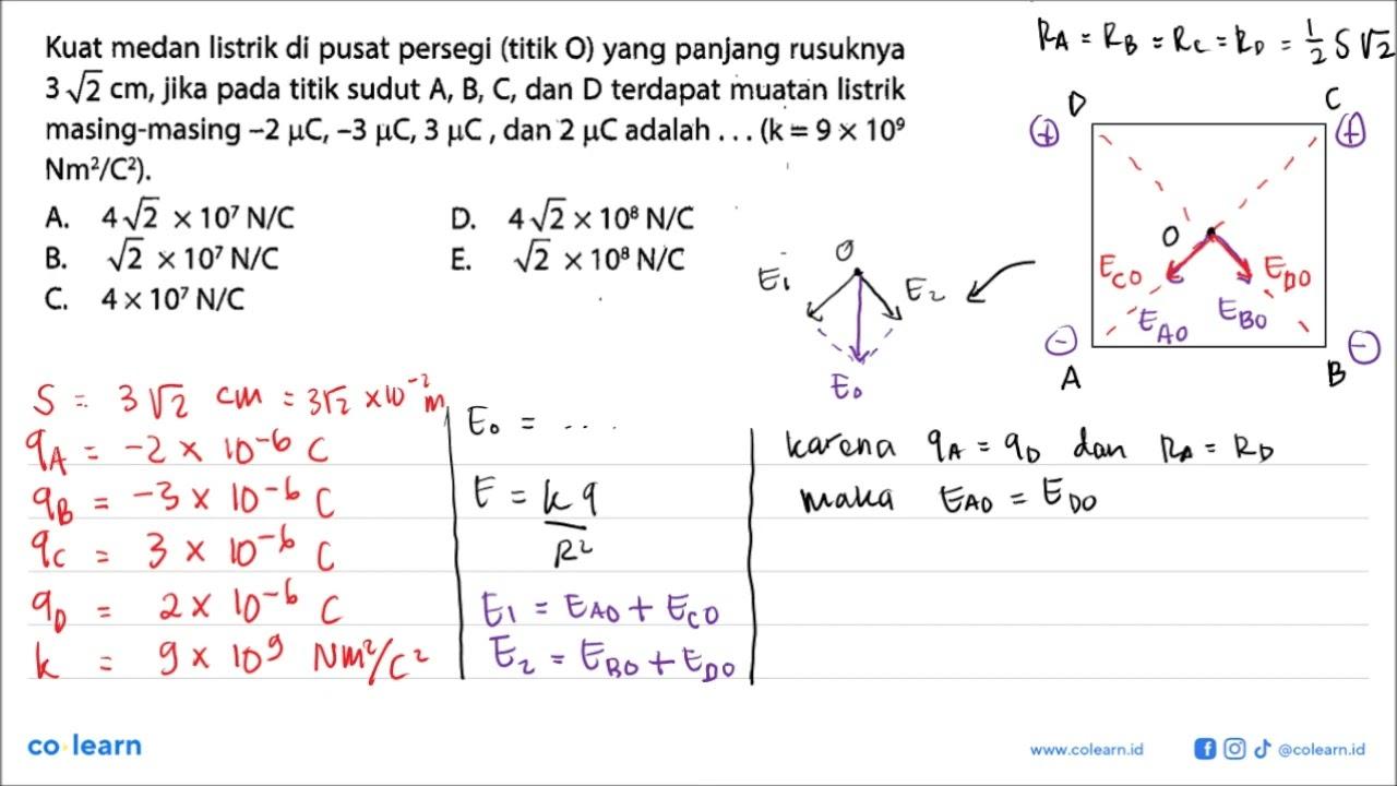 Kuat medan listrik di pusat persegi (titik O) yang panjang