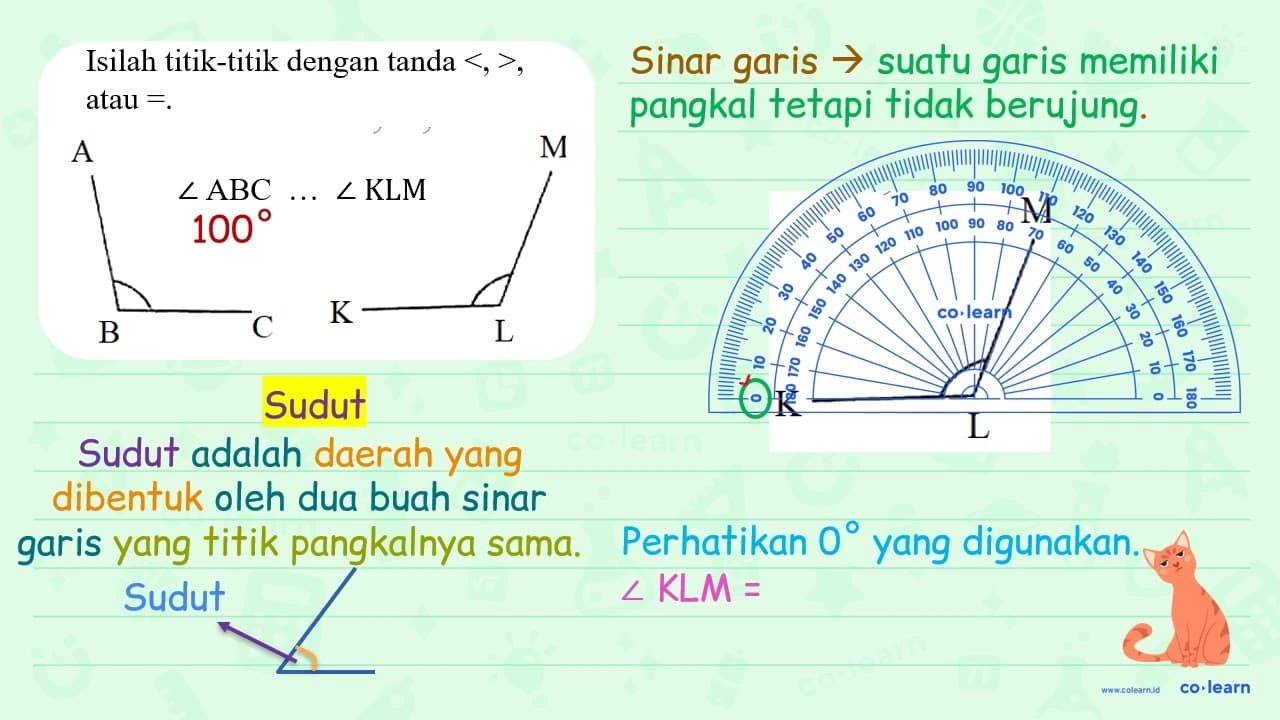 Isilah titik-titik dengan tanda <,> , atau = A <ABC... <KLM