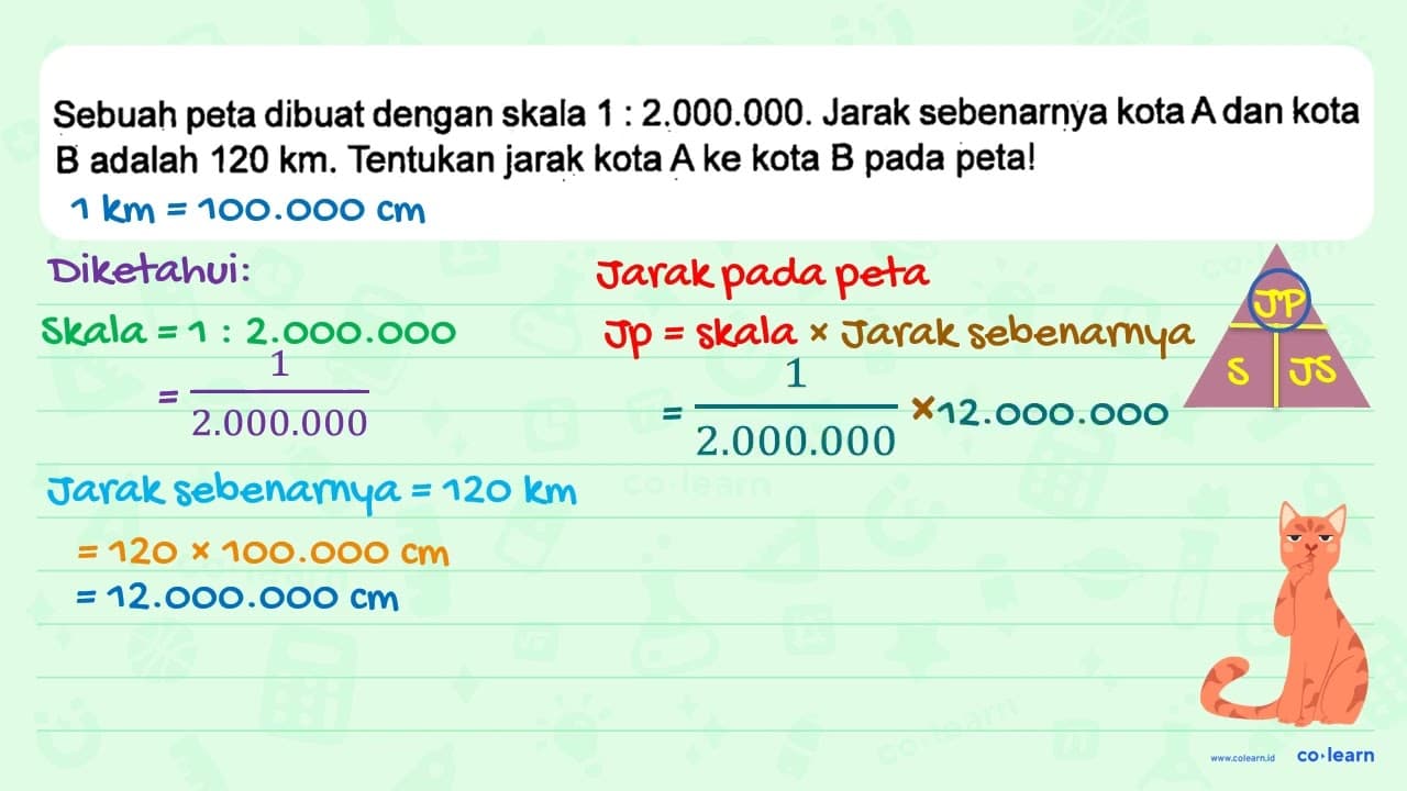 Sebuah peta dibuat dengan skala 1 : 2,000.000. Jarak