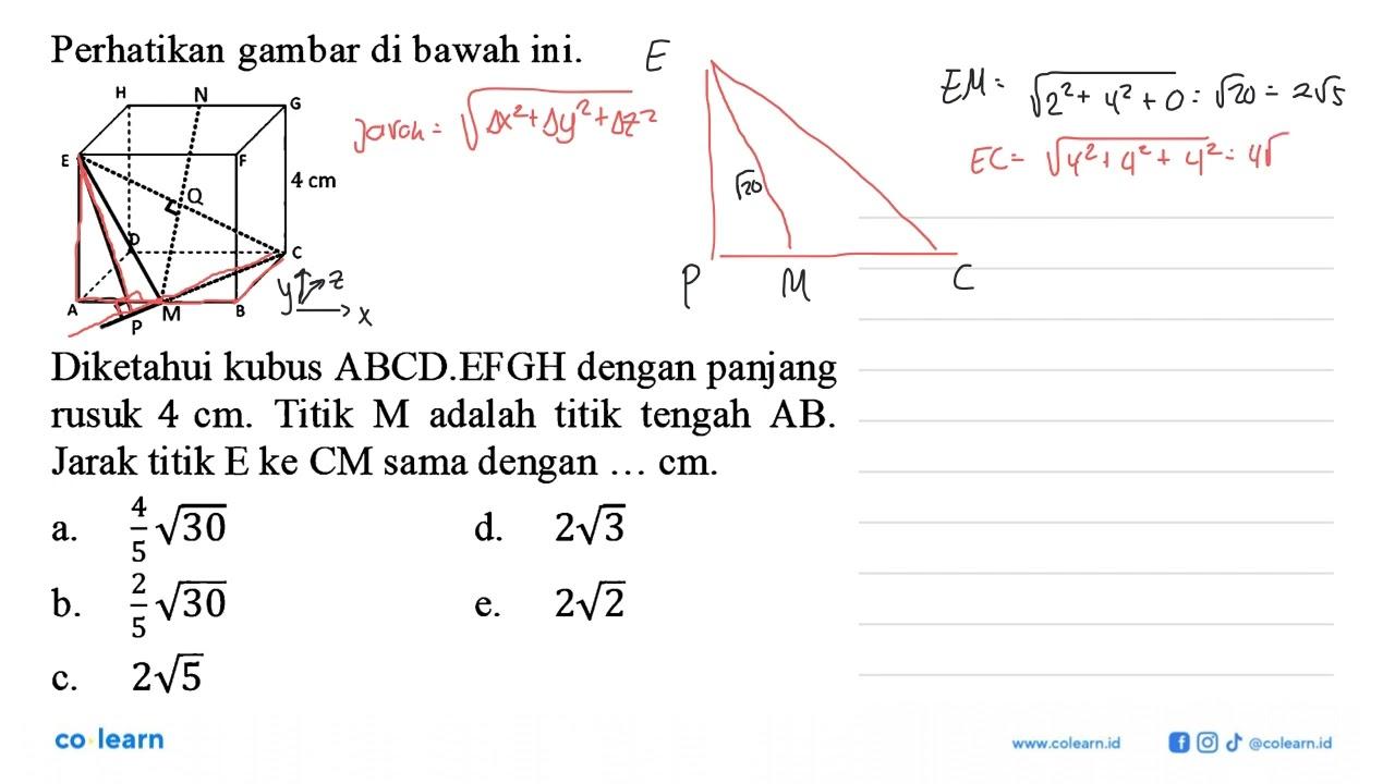 Perhatikan gambar di bawah ini Diketahui kubus ABCDEFGH