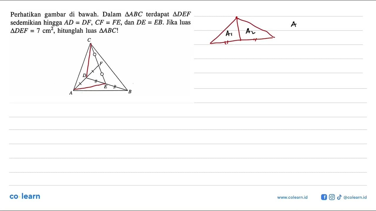 Perhatikan gambar di bawah. Dalam segitiga ABC terdapat