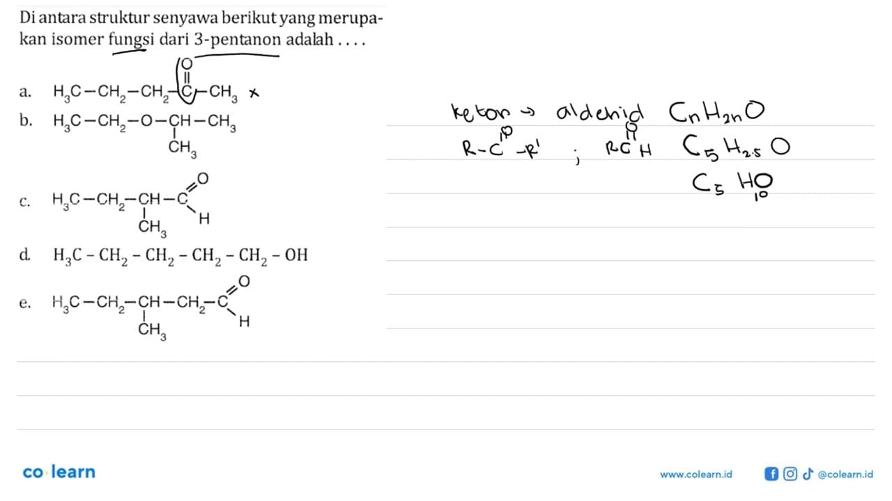 Di antara struktur senyawa berikut yang merupakan isomer