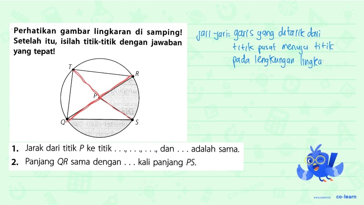 1. Jarak dari titik P ke titik ..., ..., ..., dan ...