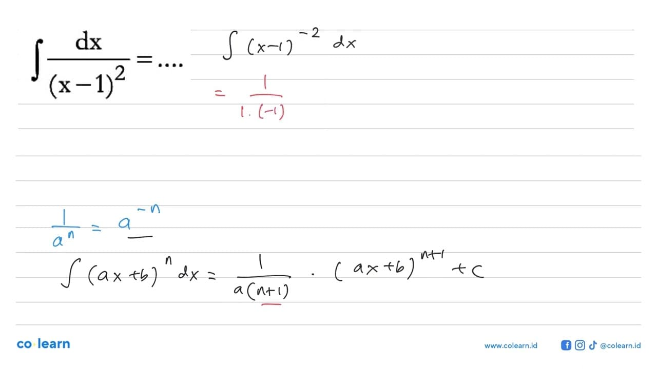 integral dx/(x-1)^2=...