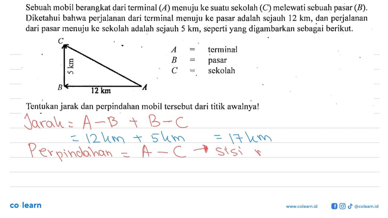 Sebuah mobil berangkat dari terminal (A) menuju ke suatu