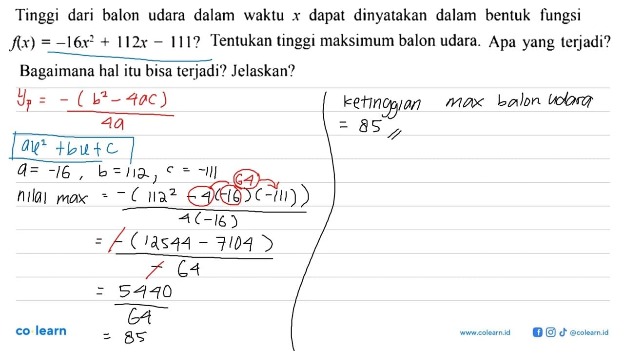 Pada Contoh 2, bagaimana jika f(x)=-16 x^2 + 112x - 111 ?