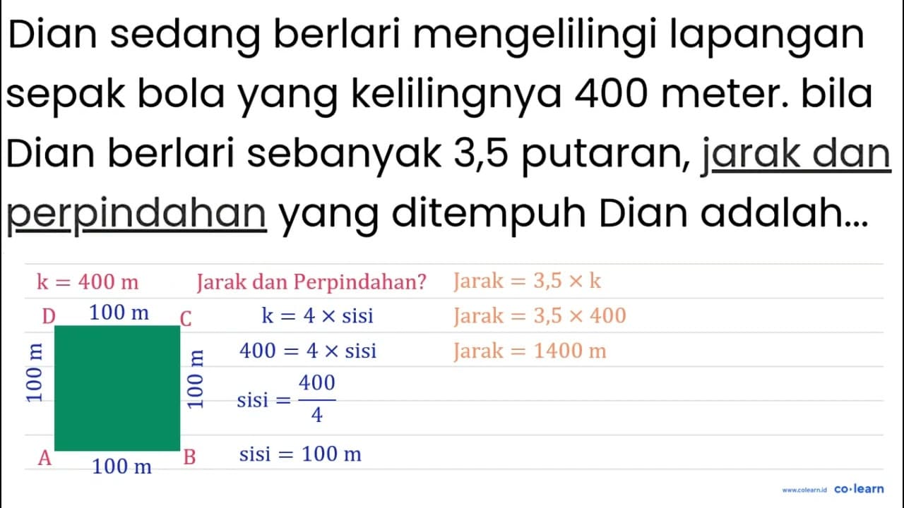 Dian sedang berlari mengelilingi lapangan sepak bola yang