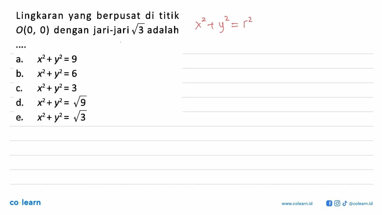 Lingkaran yang berpusat di titik O(0,0) dengan jari-jari