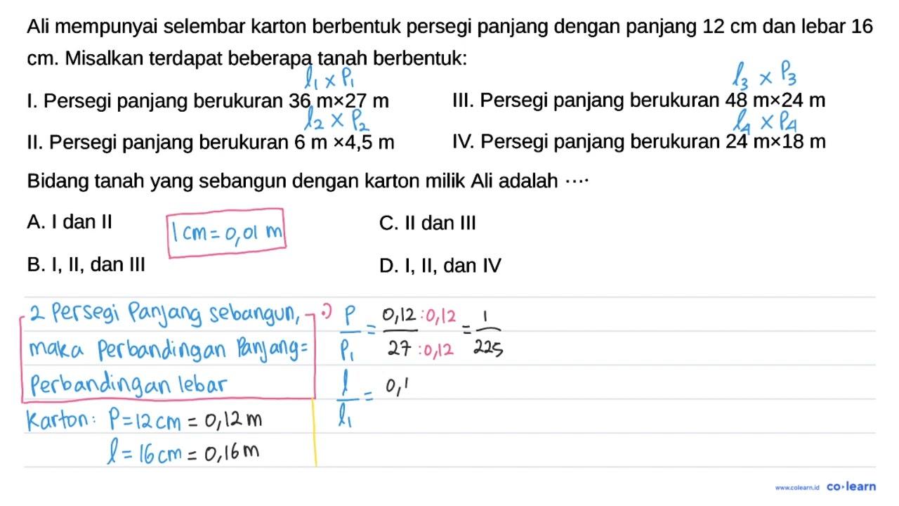 Ali mempunyai selembar karton berbentuk persegi panjang