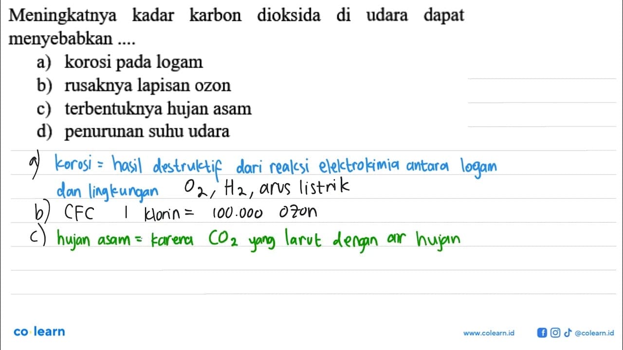 Meningkatnya kadar karbon dioksida di udara dapat