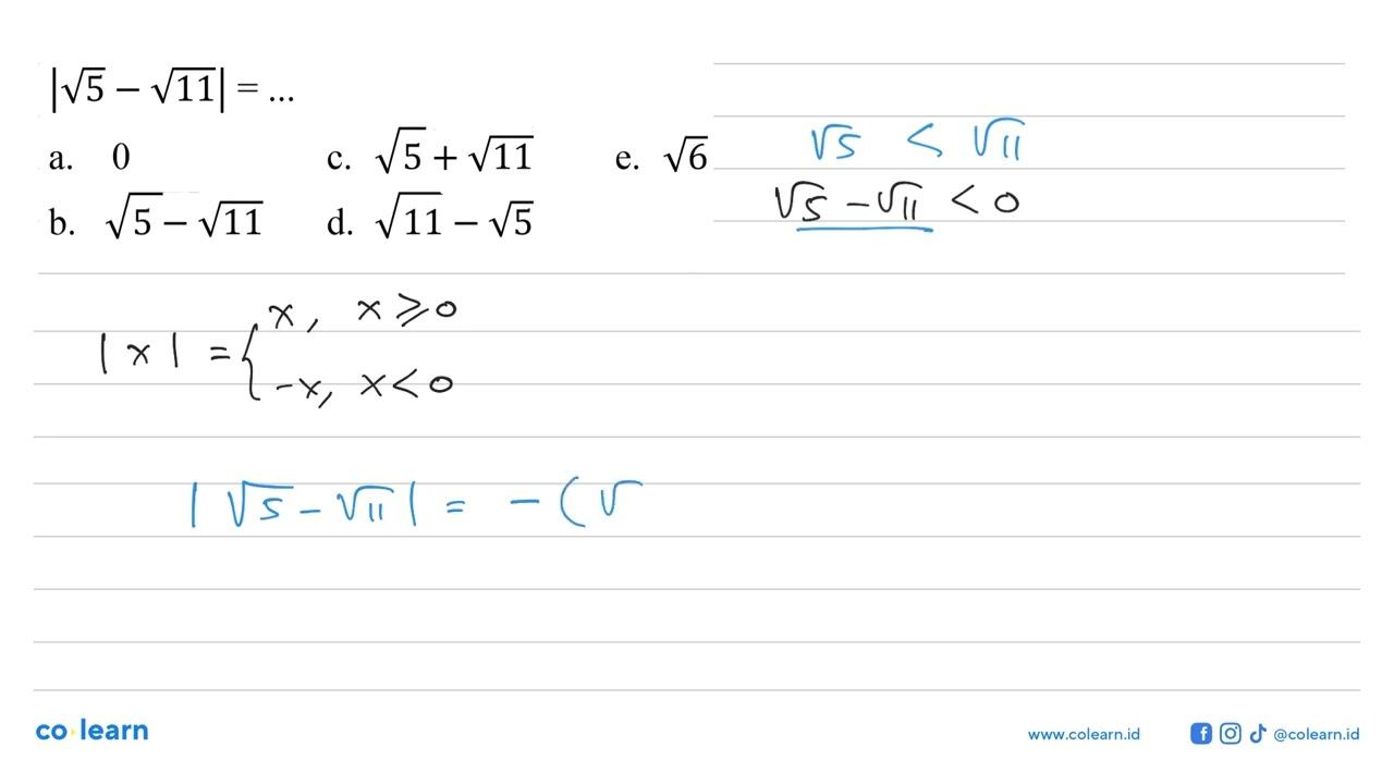 |akar(5)-akar(11)|=...