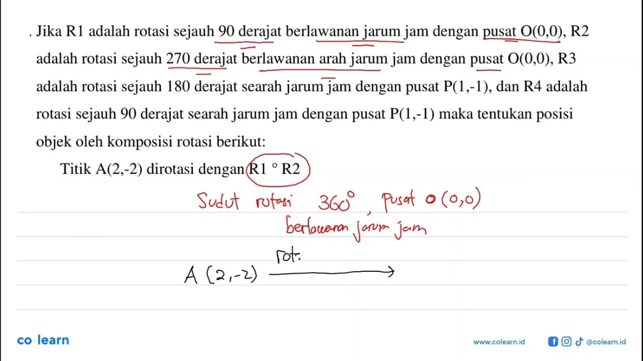 Jika RI adalah rotasi sejauh 90 derajat berlawanan jarum