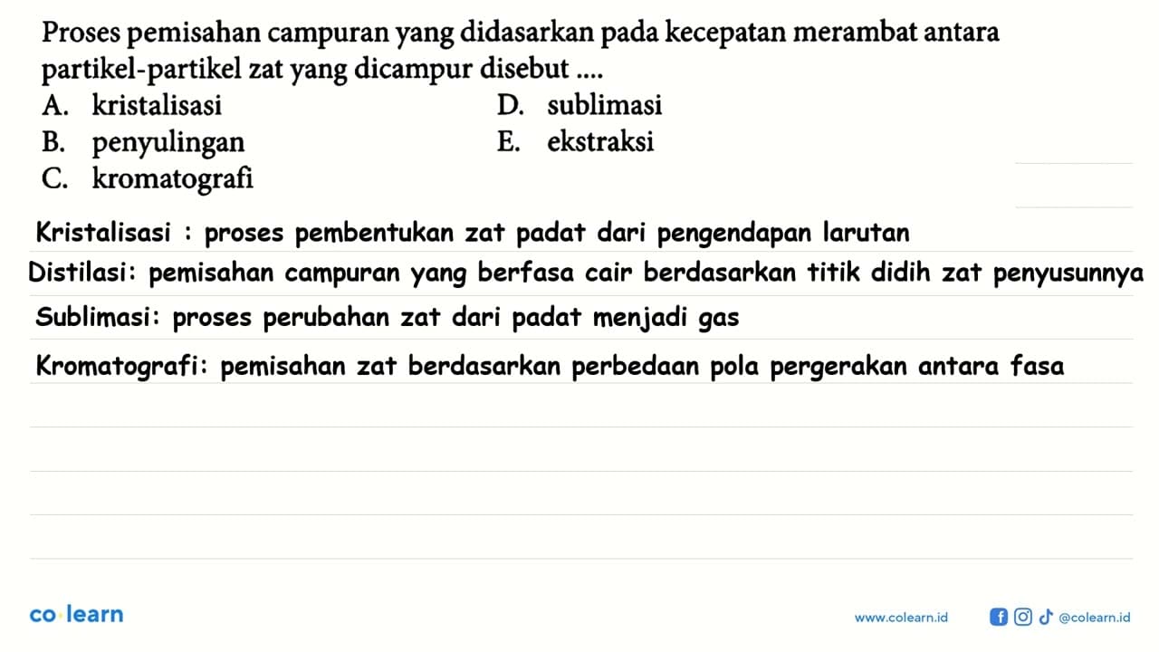 Proses pemisahan campuran yang didasarkan pada kecepatan