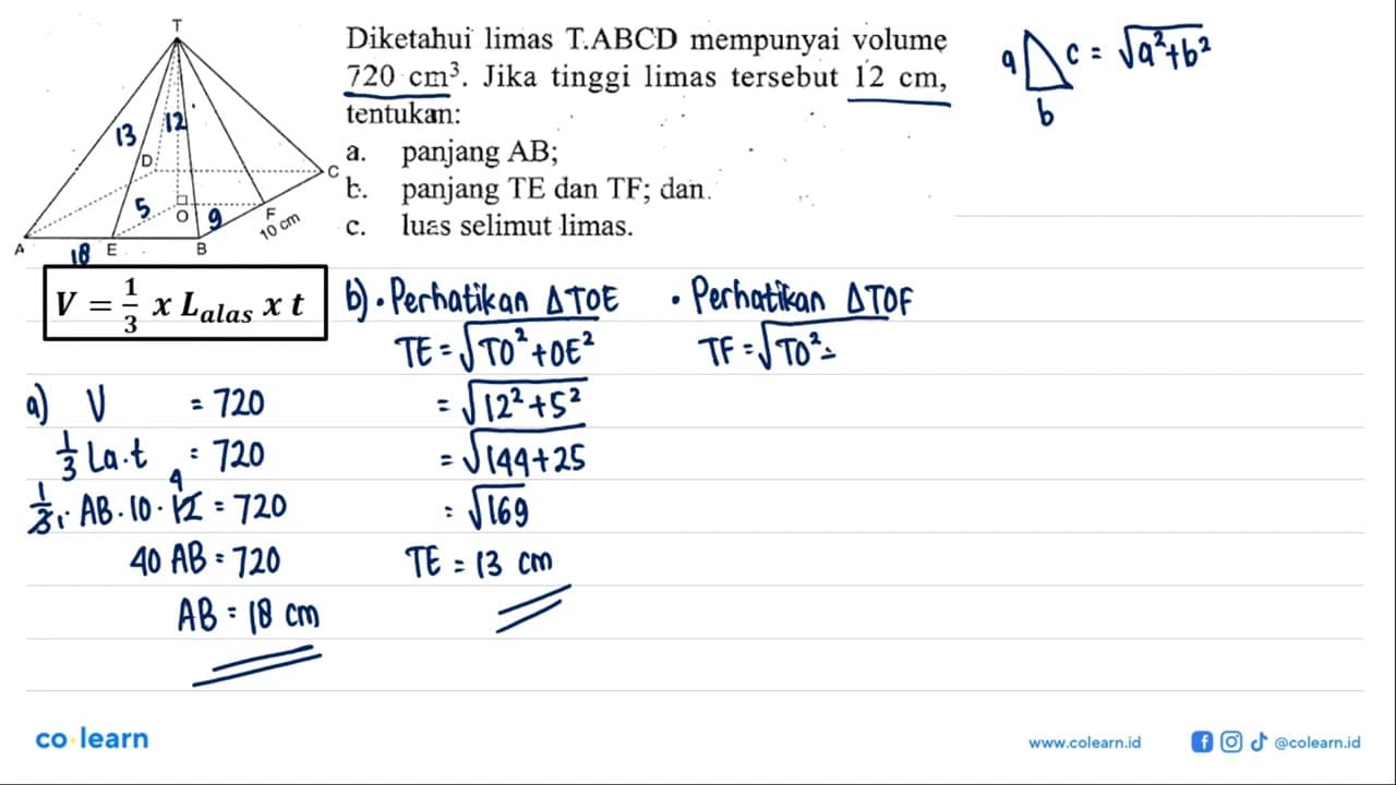 Perhatikan gambar berikut. Diketahui limas T.ABCD mempunyai