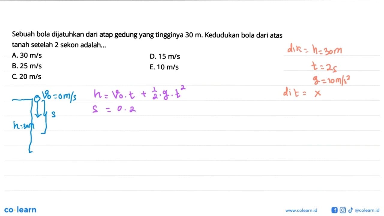 Sebuah bola dijatuhkan dari atap gedung yang tingginya 30