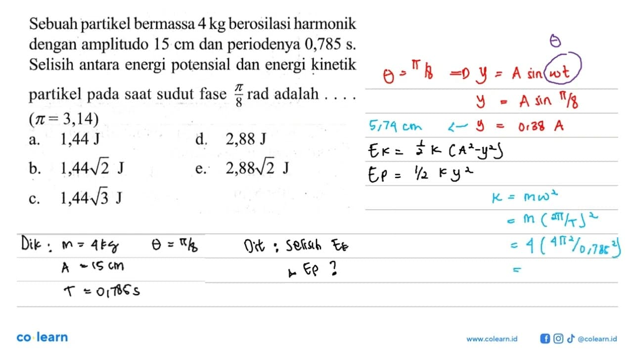 Sebuah partikel bermassa 4 kg berosilasi harmonik dengan