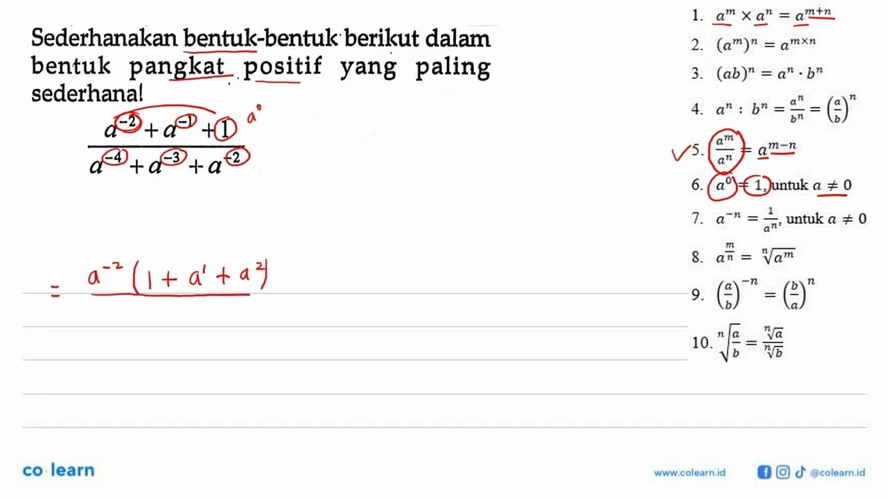 Sederhanakan bentuk-bentuk berikut dalam bentuk pangkat