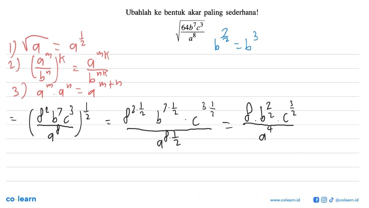 Ubahlah ke bentuk akar paling sederhana! akar(64b^7